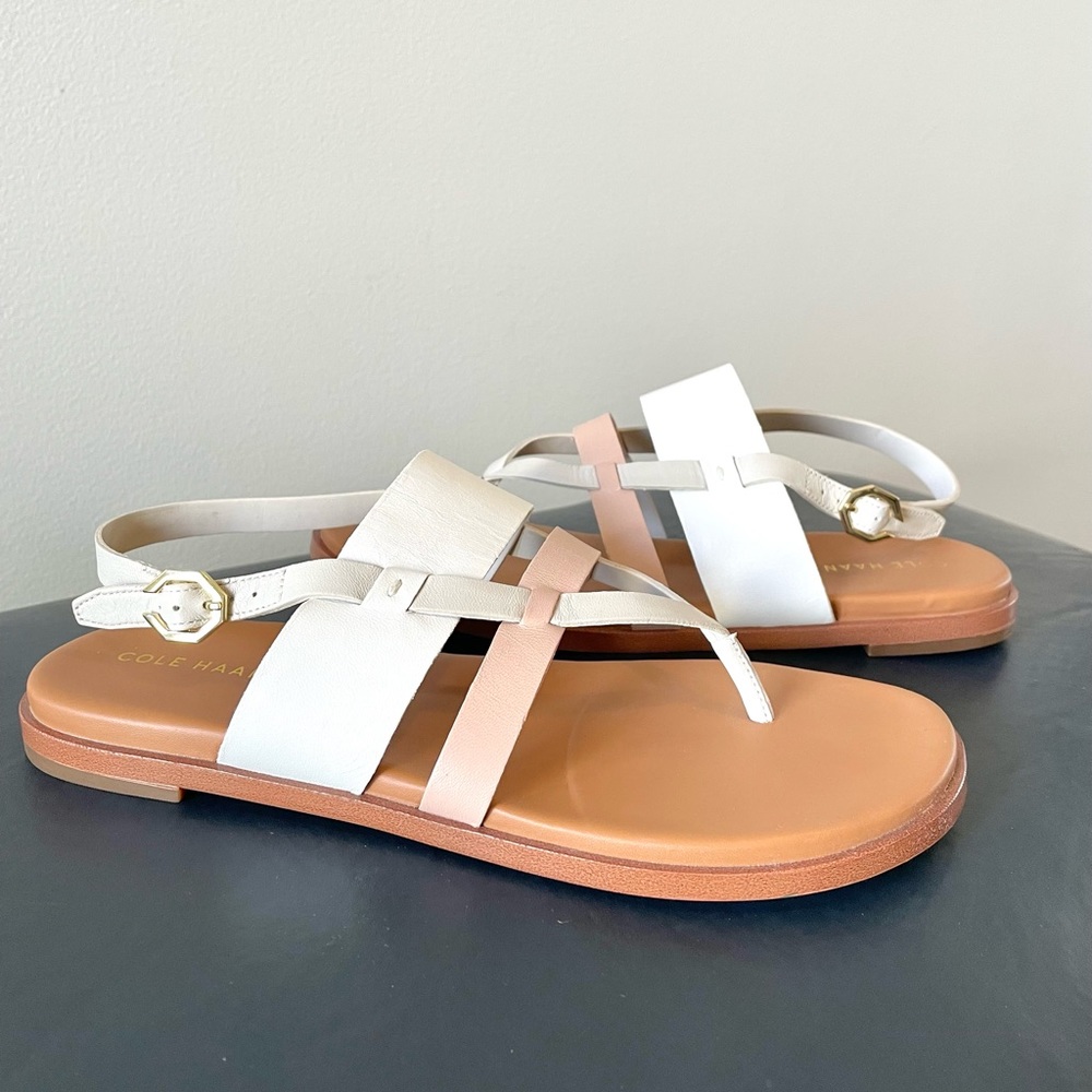 Cole Haan Finley Grand Thong Sandals 6.5 Rose Pink & White